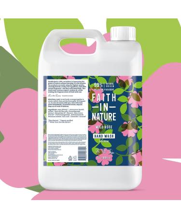 Faith In Nature Wild Rose Hand Wash 5L Refill Pack - Vegan, Cruelty-Free, No SLS or Parabens - Buy Online on GoSupps.com