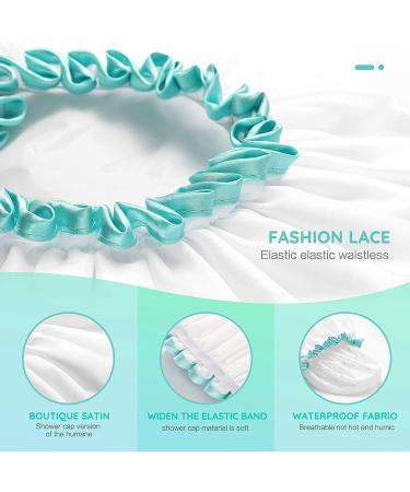 mikimini X-Large White Shower Cap for Long Hair - 12 inch Waterproof Washable Hair Cap for Women and Girls - Super Cute and Extra Large (Pack of 1) - Buy Online on GoSupps.com