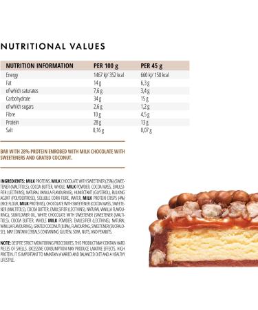 foodspring Extra Chocolate Protein Bar - 13g Protein, No Added Sugar, Nutritious Post-Workout Snack - Crispy Coconut 45g - Buy Online on GoSupps.com