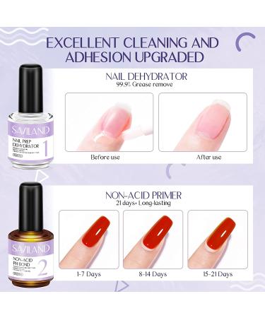 Saviland Nail Dehydrator & Non-Acid PH Bond Set - Long-Lasting UV Gel/Acrylic Powder Prep Set - Buy Online on GoSupps.com