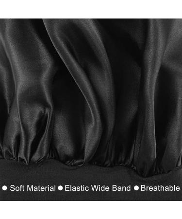 Ranphykx 2 Pack Satin Bonnet Hood - Soft Breathable Silk Curling Cap for Women & Girls - Black - Buy Online on GoSupps.com