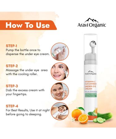 Vitamin C Under Eye Cream Reduce Dark Circles Wrinkles & Fine Lines | Cooling Gel with Cucumber & Hyaluronic Acid | 0.5 FL Oz Men & Women - Buy Online on GoSupps.com