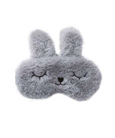 Cute Bunny Rabbit Eye Mask for Sleeping Funny Sleep Mask for Women Cute Animal Sleep Mask Kids Silk Plush Bunny Grey