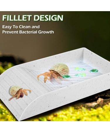 Tortoise Water Dish Reptile Water Food Bowls with Anti-Slip Ramp Tortoise Bath Dish Reptile Feeding Box Dish Plastic Tortoise Water Bowl Tortoise Habitat Accessories for Basking Feeding Bathing Small: 30.5x14.8x5.8cm Granite Color - Buy Online on GoSupps.com