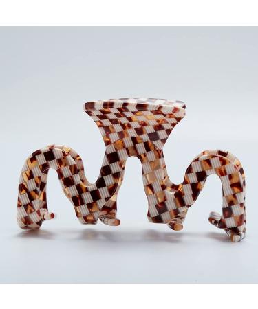 Large Tortoise Shell Claw Clips 3.5 Inch - Checkered French Design Hair Jaw Clamp for Women - 2 Pack - Buy Online on GoSupps.com