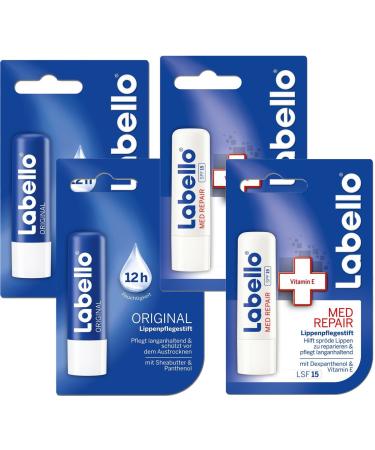 Labello 2x Classic Care 2x Med Protection Lip Balm Bundle