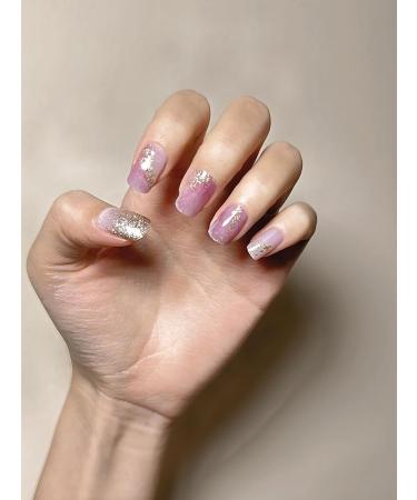 Rose Quartz Semi Cured Gel Nail Strips - Pink Purple Marble Gold Glitter - Buy Online on GoSupps.com
