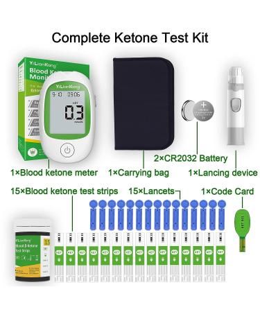 Ketone Meter Kit with 15 Test Strips & Lancets - Keto Monitor for Ketogenic Diet - Fast Results Blood Ketone Test - Buy Online on GoSupps.com