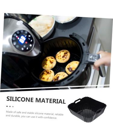 GRIRIW Air Fryer Pad Non Stick Baking Pan Reusable Air Fryer Baskets Silicone Bakeware Foldable Black 22X6CM - Buy Online on GoSupps.com