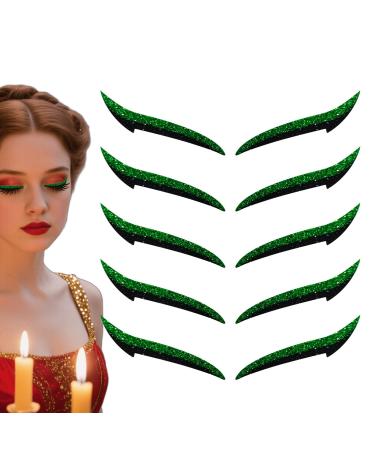 Autocollants Eye Liner R utilisables - D calque Fard Paupi res Femme - 10 Pi ces Autocollants Maquillage Yeux R sistants l'Eau Bandes Longue Tenue pour Femmes Vert