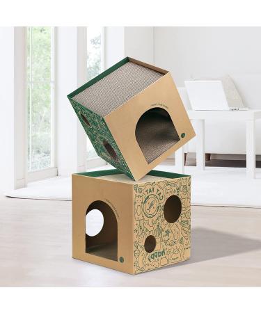 Cat Cardboard House with 2-Story Scratcher Pad | Indoor Cat Play Condo & Hideaway Furniture - Buy Online on GoSupps.com