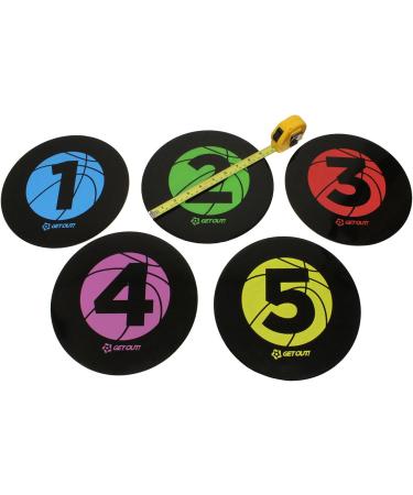 Get Out! Basketball Training Large 9in Disc Spot Markers 5-Pack - Numbered Poly Vinyl Court Floor Spots - Buy Online on GoSupps.com