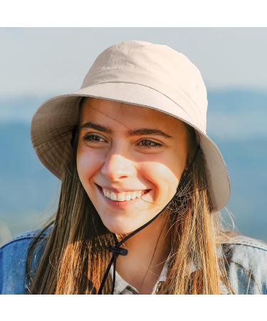 Waterproof UPF 50+ Bucket Hat for Women Men - Beige, One Size - Buy Online on GoSupps.com