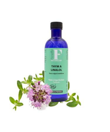 Florabiol - Pack of 2 Organic Thyme Floral Waters - Organic Thyme Hydrosol with Linalool 200 ml x 2 - Astringent and Disinfectant - Certified Organic Ecocert - Made in France