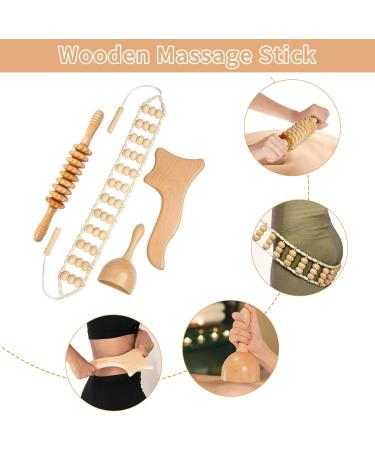 Premium Wood Scooter Massage Set - Gua Sha Board & Massage Cups for Neck Legs & Back Pain Relief - Body-Shaping Massage Solutions (4 Piece) - Buy Online on GoSupps.com