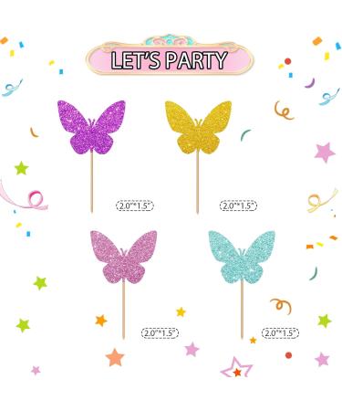 24pcs Butterfly Cupcake Toppers Butterfly Baby Shower Cupcake Toppers Colorful Glitter Butterfly Cake Decoration for Girl Garden Themed Birthday/Anniversary Party Supplies - Buy Online on GoSupps.com
