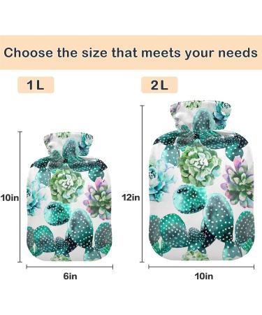 NAANLE Hot Water Bottle with Cactus Cover - 2L for Pain Relief Menstrual Cramps & Heat Therapy | Succulent Watercolor Design - Buy Online on GoSupps.com