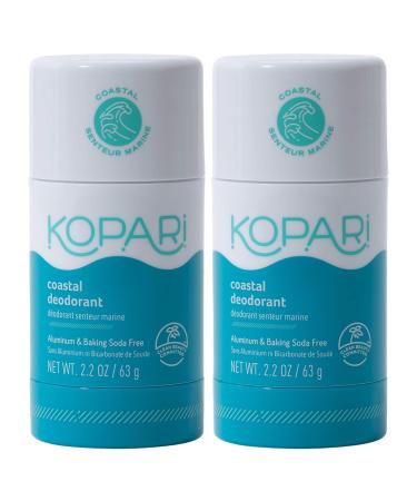 Kopari Aluminum Free Natural Deodorant with Organic Coconut Oil | Coastal 2 Pack | Vegan Gluten Free Cruelty Free Non-Toxic Paraben Free Natural Deodorant for Men & Women Odor Protection Naturally Derived Plant Ba...