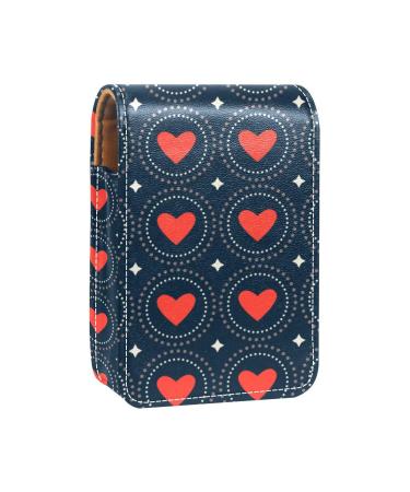 Love Seamless Patterns LipGloss Holder Lipstick Case Portable Makeup Bag Travel Lipstick Organizer Case with Mini Lipstick Storage Box for Women Multi -Color 9.5x2x7 cm/3.7x0.8x2.7 in