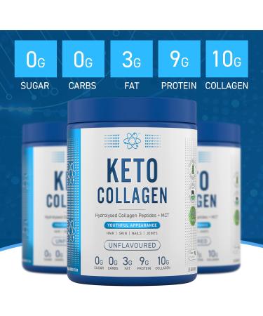 Applied Nutrition Keto Collagen Protein Powder with MCT - 325g, 25 Servings | Zero Sugar & Carbs, Healthy Skin, Hair, Nails | Ketogenic & Paleo Diet Support | Unflavoured - Buy Online on GoSupps.com