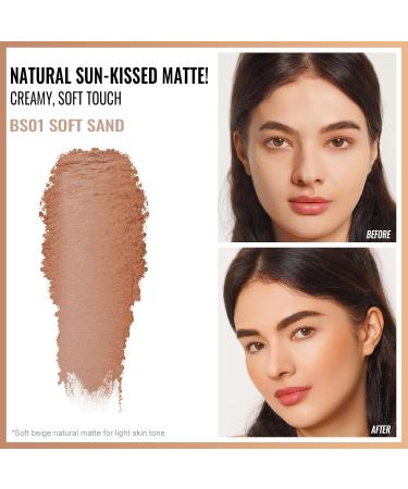 Oulac Satin Matt Bronzer - Highly Pigmented Vegan Face Makeup | Dual Purple Bronzing Powder & Blush (BS01 Soft Sand) - 8.5g - Cruelty-Free Natural Look International Shipping - Buy Online on GoSupps.com