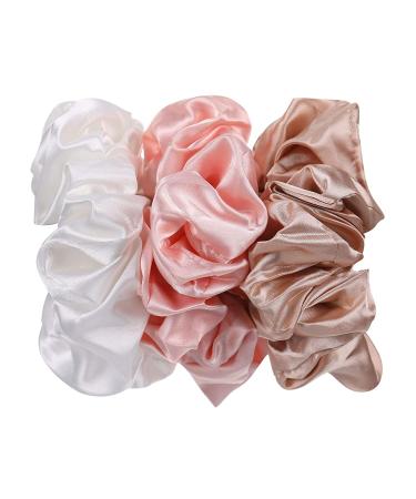 6-Pack Large Silk Scrunchies Set - Velvet & Satin Jumbo Elastic Hair Ties for Women and Girls - Variety of Colors (Champagne, White, Silver Grey, Pink, Red, Blue) - Buy Online on GoSupps.com