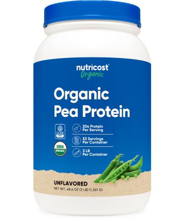Nutricost Organic Pea Protein Powder (3 LBS) Unflavored - Certified USDA Organic Protein from Plants Vegetarian Friendly Gluten Free Non-GMO