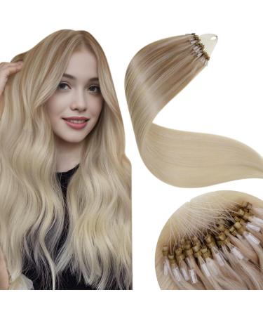 LAAVOO MICRO LOOP Extensions Real Hair Balayage Blond Real Hair Extensions With Microring Aschblond Ombre Platinblond Micro Bonding Extensions Real Hair 1g/S 60cm 50g #nordic 60cm 3.26micro #Nordic