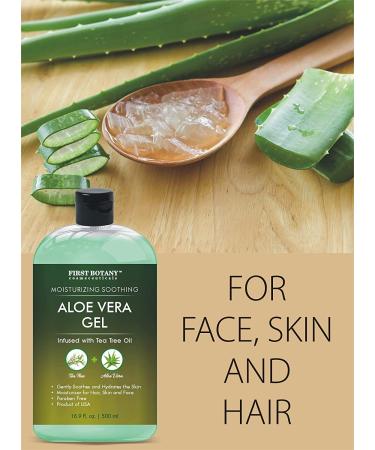 Organic Aloe Vera Gel with Tea Tree Oil - 16.9 fl oz | 500 ml - Natural Moisturizer for Skin, Hair Care, Sunburn, Acne & Eczema - Buy Online on GoSupps.com