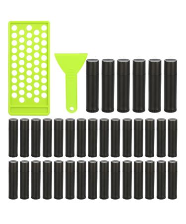 RONRONS Professional Lipsticks Filling Tray Kits, Including 1 Pieces Lip Balms Filling Tray 1 Pieces Spatula and 50 Pieces Empty Lip Balm Tubes with Caps DIY Lipstick Gifts for Women Grils Business Black