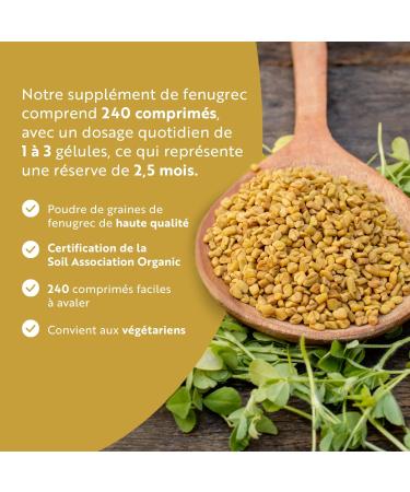 Fenugreek Bio 2250mg per dose of 3 Capsules Up to 8 Months Supply - 240 Fenugreek Vegan Capsule - 1-3 Capsules per Day Food Supplement Made in England - Nutravita - Buy Online on GoSupps.com