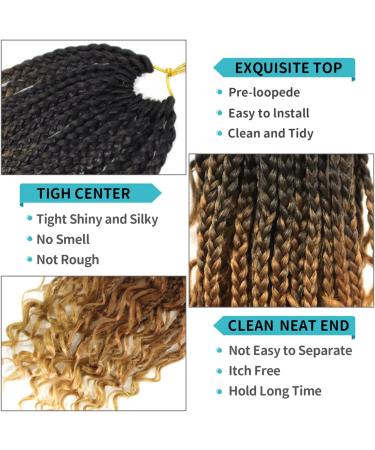 8Packs Goddess Box Braids Crochet Hair With Curly Ends 14inch Pre-looped Bohomian Crochet Box Braids Synthetic Braiding Hair Extensions (14 Inch 1B/33/30) 14 Inch(Pack of 8) 1B/33/30 - Buy Online on GoSupps.com