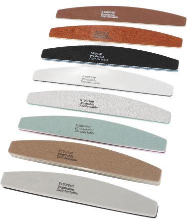 Half Moon Acrylic Nail Files Shapes Different Fineness Manicure Tool Polishing Nail File Set 8 Pieces Comfortable Grip for Manicurists - Buy Online on GoSupps.com