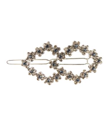Womens Sparkly Silver Tone Crystal Flowers Floral Diamante Crystal Rhinestone Womens Girls Party Birthday Christmas Bridal Hairpin Hair Clip Grip Bobby Pin Clip Slide Rhombus Diamond Shape (Blue Gold)