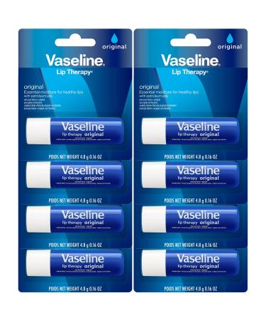Vaseline Lip Therapy Original Fast-Acting Lip Moisturizer For Very Dry Lips Lip Balm Stick 0.16 Oz Ea (Pack of 8)