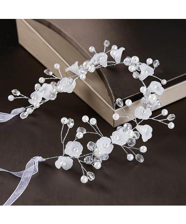 Rhinestone Bridal Headband 1Piece Wedding Headband Pearl Flower Leaf Headpieces for Wedding Engagement Valentine'S Day Gift for Bride Bridesmaid Girls (Silver) Style 1 - Buy Online on GoSupps.com