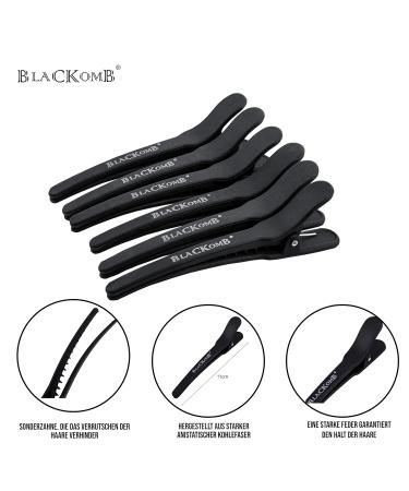 Black Carbon Hair Clips - 6 Piece Set for Hairdressers | 12 cm Professional Hair Styling Tool - Buy Online on GoSupps.com