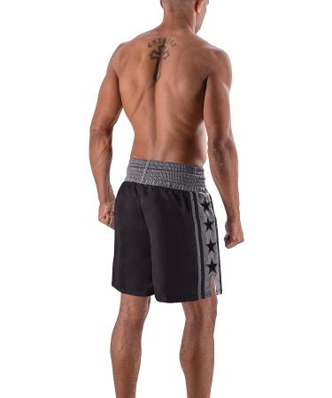 Anthem Athletics Classic Boxing Shorts - Unisex Knee Length Trunks in Black & Grey - Size Medium - Buy Online on GoSupps.com