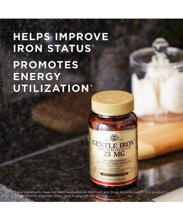 180 Vegetable Capsules of Gentle Iron Bisglycinate 25mg - Non-Constipating & Non-GMO - Gluten-Free Formula for Gentle Stomach - 180 Servings - Buy Online on GoSupps.com