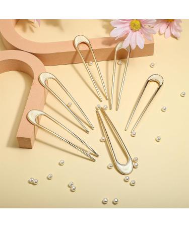 6 Pieces U Shaped Hair Pins French Hair Pins Metal Hair Fork Vintage Forks Sticks Bobby Pin Kit Updo Bun Women Girls Hairstyle Hair Accessories (Gold) - Buy Online on GoSupps.com