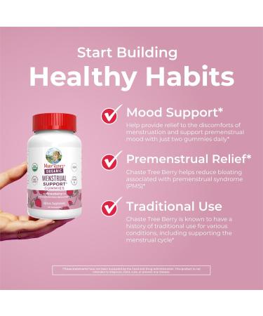 Organic Menstrual Support Gummies by MaryRuth's | for The Relief of Common Symptoms of Premenstrual Syndrome | PMS Support | Premenstrual Mood Support | USDA Organic | Non-GMO | Vegan | 30 Servings - Buy Online on GoSupps.com