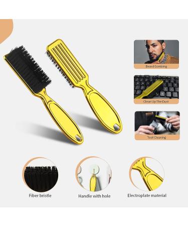 3-Piece Barber Brush and Comb Set with Blade Cleaning Brush - Gold | For Men, Women, Beauty Salons | Hair Cutting Comb | Home Use - Buy Online on GoSupps.com