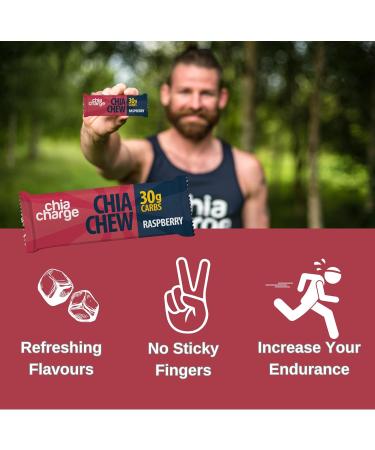 Chia Charge High Energy Chews for Running Cycling Hiking Fitness and Sports Gel and Drink Alternative with Pink Himalayan Salt and Milled Chia Seeds 30g Carbs (Raspberry 4 Pack) Raspberry - 4 Pack - Buy Online on GoSupps.com