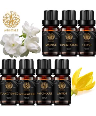 100% Pure Aromatherapy Essential Oil Set - Sandalwood Cedar Jasmine Frankincense Myrrh Patchouli & Ylang Ylang for Diffusers | International Shipping - Buy Online on GoSupps.com
