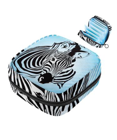 Storage bags for women's bandages motif: zebras blue stripes portable menstrual insert panty liners tampons women's bandages storage holder for women school office