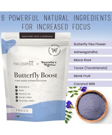 Philosophie Butterfly Boost Superfood Blend - Plant-Based Adaptogen with Butterfly Pea Flower Ashwagandha & Maca Root for Enhanced Brain Function Energy & Digestion - Shop Internationally - Buy Online on GoSupps.com