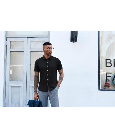 PaulJones Men's Short Sleeve Business Shirt - Non-Iron Breathable Regular Fit XL Black - Perfect for International Shipping - Buy Online on GoSupps.com