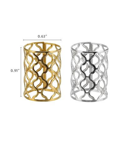 1 Inch Hair Beads Dreadlocks Jewelry for Women - Silver & Golden Metal Cuffs Clips - Braid Hair Rings Accessories - Buy Online on GoSupps.com