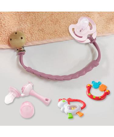 Silicone Pacifier Chain - Kizaten 2-Pack Clips for Boys & Girls | Soft Flexible & Clean - Purple/Pink - Buy Online on GoSupps.com