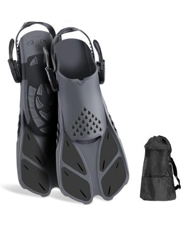 Snorkel Fins, Diving Fins, Flippers for Snorkeling, Swim Fins for Efficient Swimming, BOMCET Snorkeling Fins for Adults Teenager/Men/Women, Compact for Travel, Adjustable Open-Heel, Short-Blade X/L 9-13